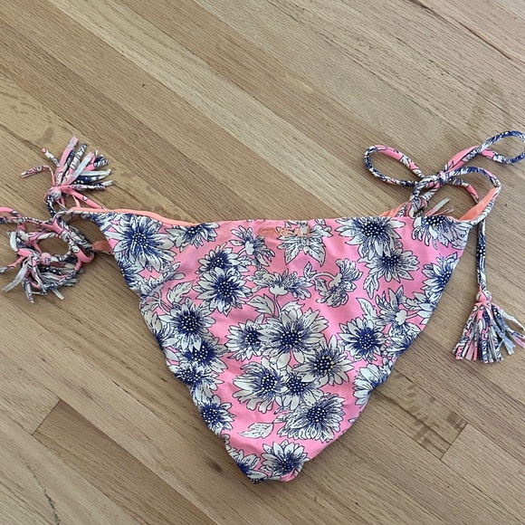 O’Neill Floral Tie-Side Bright Orange & Pink Bikini Bottom - Size L - Picture 5 of 6